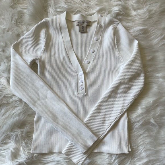 Happily Grey Tops - Happily Grey Ribbed 1/2 Button-Up Shirt